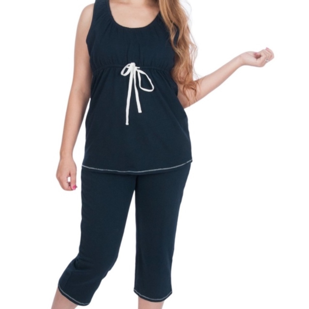 NEW My Bella Mama Navy Capri Pajama Pants